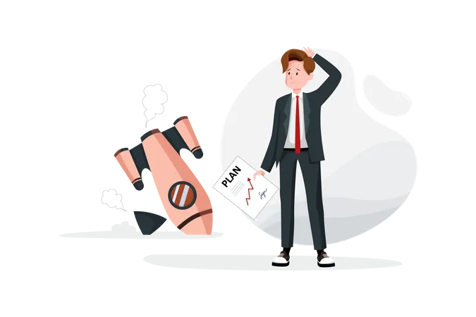 Best Premium Business startup plan failure Illustration download in PNG & Vector format