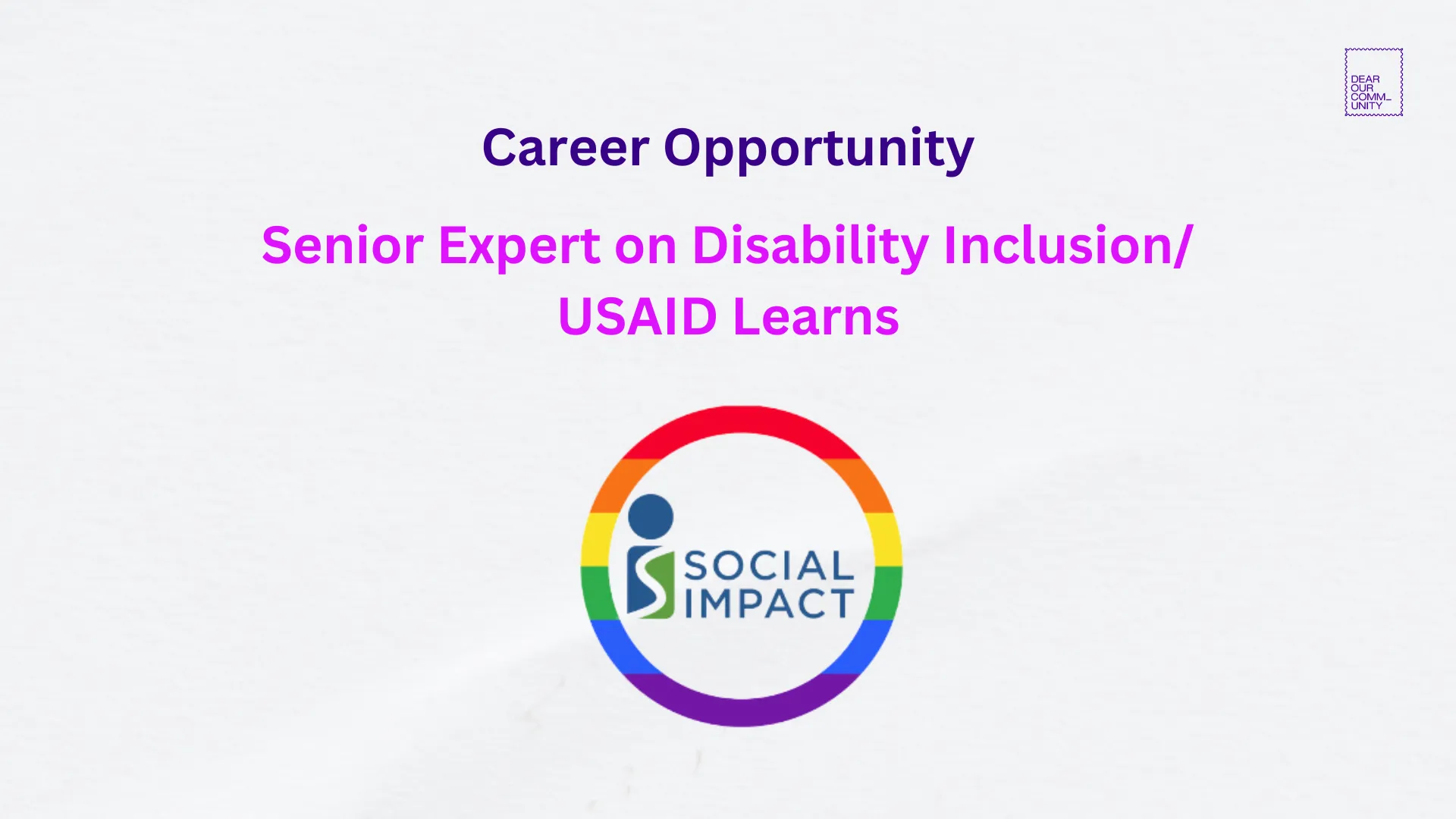 Senior Expert on Disability Inclusion