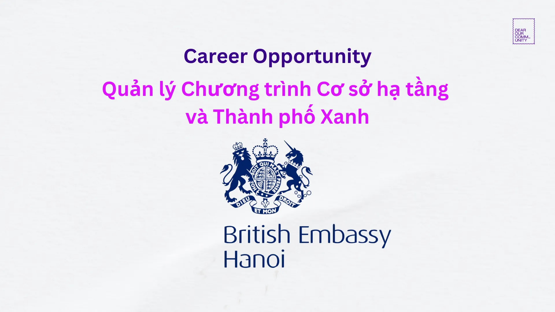 Tổng Lãnh sự quán Anh | Quản lý Chương trình Cơ sở hạ tầng và Thành phố Xanh